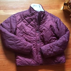 Joie Womens Reversible Burgundy  Medium Quilted Sherpa Lined Jacket NWT